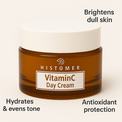 Histomer Vitamin C Day Cream – 50ml brightening moisturizer in amber jar with white cap