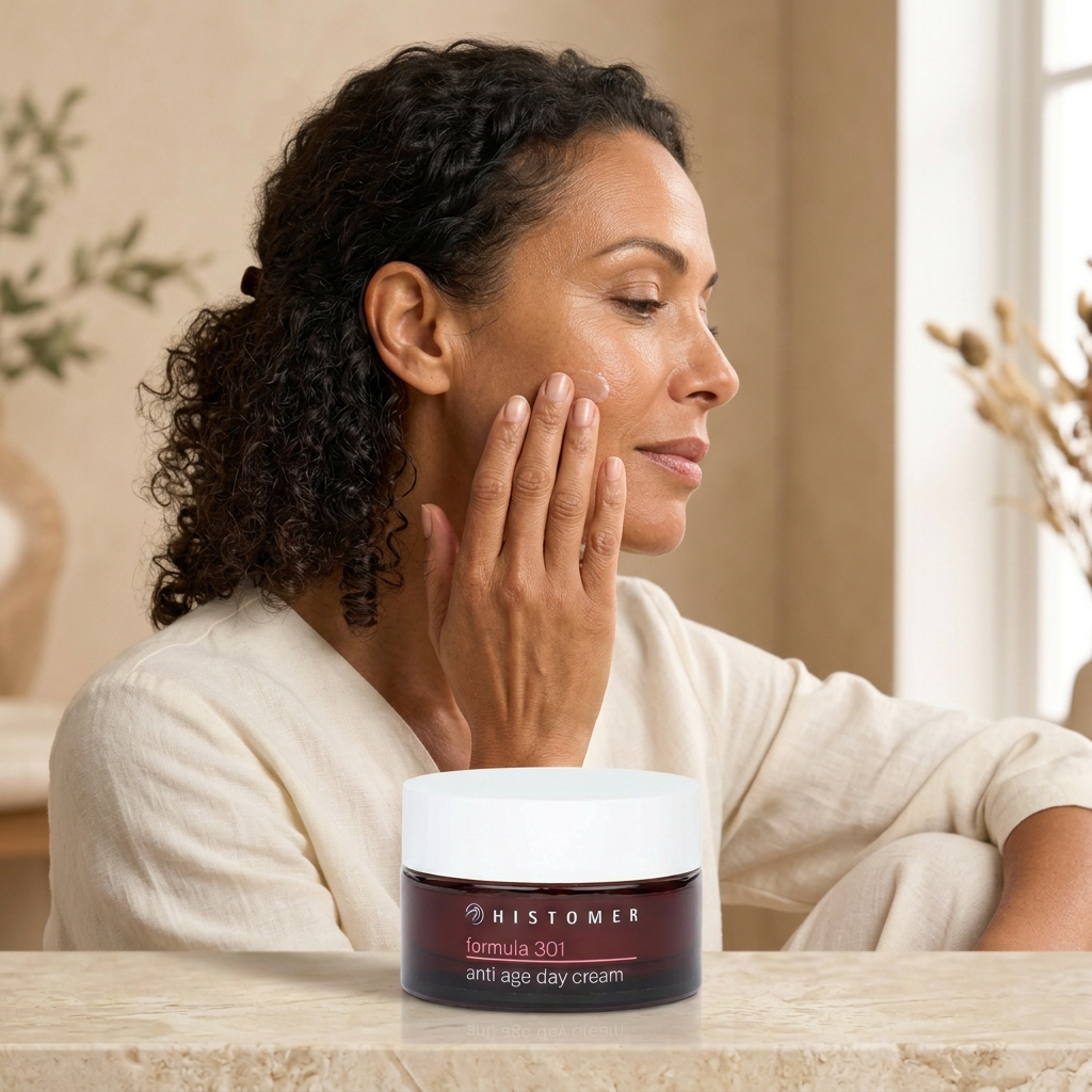 Anti-Aging with Acids featuring a different woman and Histomer Day Cream