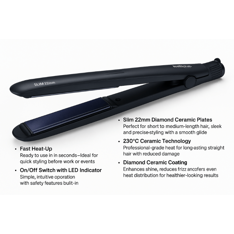 Babyliss Slim Hair Straightener Black ST325SDE - E11 Store