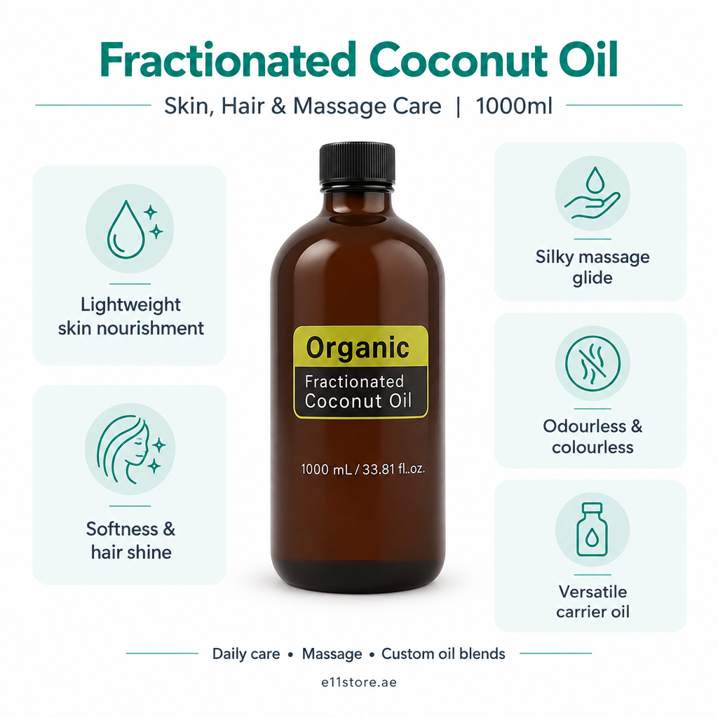 Fractionated Coconut Oil 1000ml key-features image | E11 Store