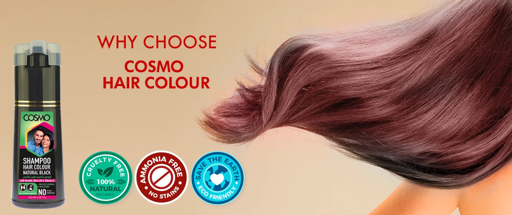 Henna Hair Colour Shampoo – 180ml | 100% Grey Coverage | Ammonia - Free with Henna, Keratin, Olive Oil & Vitamin E - E11 Store