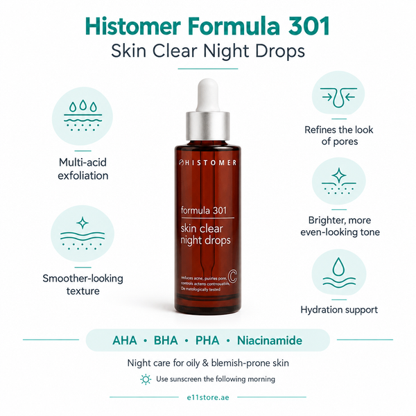 Histomer Formula 301 Skin Clear Night Drops key-features image | E11 Store