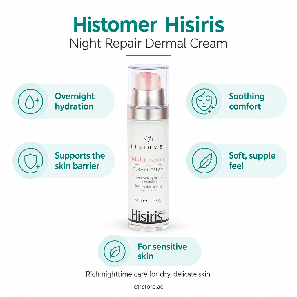 Histomer Hisiris Night Repair Dermal Cream key-features image | E11 Store
