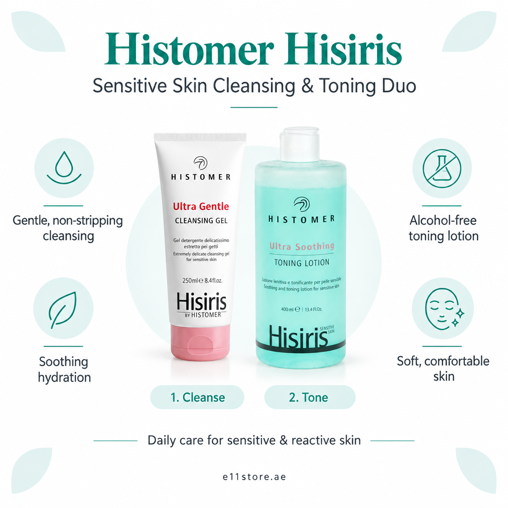 Histomer Hisiris Sensitive Skin Cleansing and Toning Duo key-features image | E11 Store