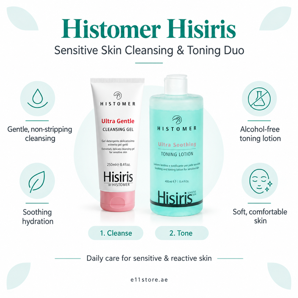 Histomer Hisiris Sensitive Skin Cleansing and Toning Duo key-features image | E11 Store