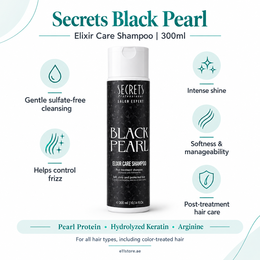 Secrets Black Pearl Elixir Care Shampoo 300ml key-features image | E11 Store