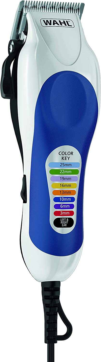 Wahl Colour Pro Cordless Clipper Kit, Soft Hairbrush Neck Duster, 12 Colour Coded Guide Combs, Hair Clippers for Men, Head Shaver, Men's Hair Clippers, Easy Home Haircutting, Family Haircuts, White 79300 - 1616 | E11 Store